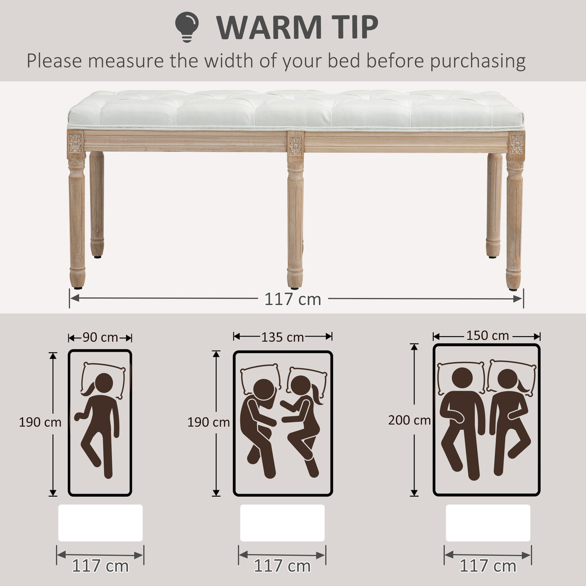 Linen Fabric Hallway Seating Bench 117cm Wide With Wooden Frame - Velmora