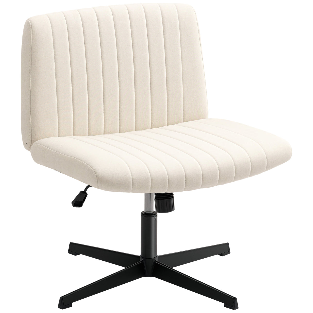 Linen Fabric Home And Office Chair 61cm Wide Armless With Criss Cross Legs - Velmora