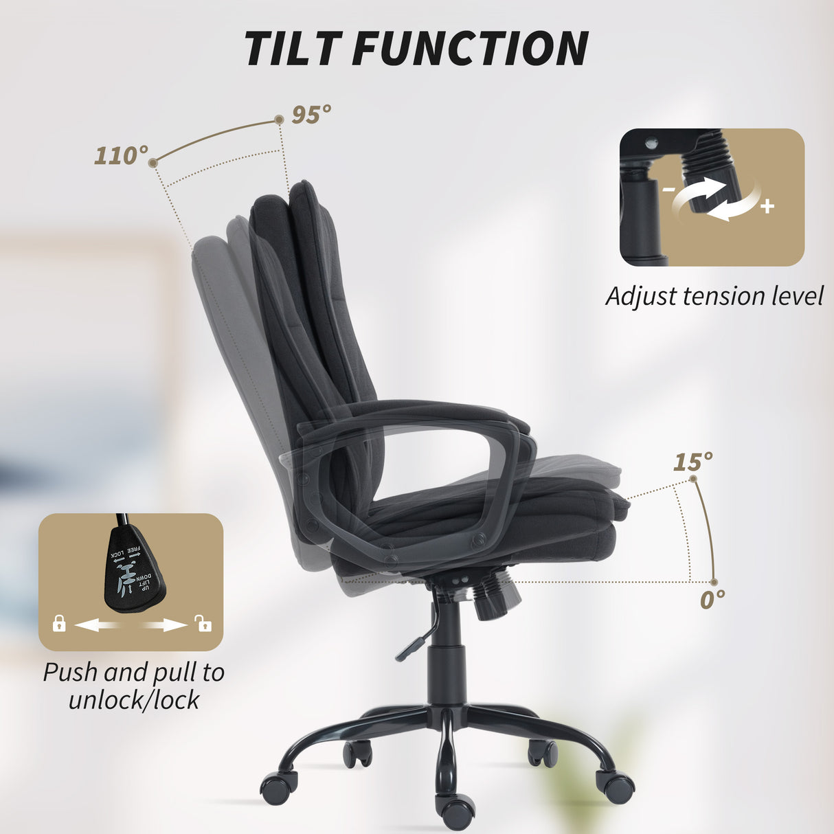 Linen Fabric Home And Office Chair 63cm Wide Double Padded - Velmora