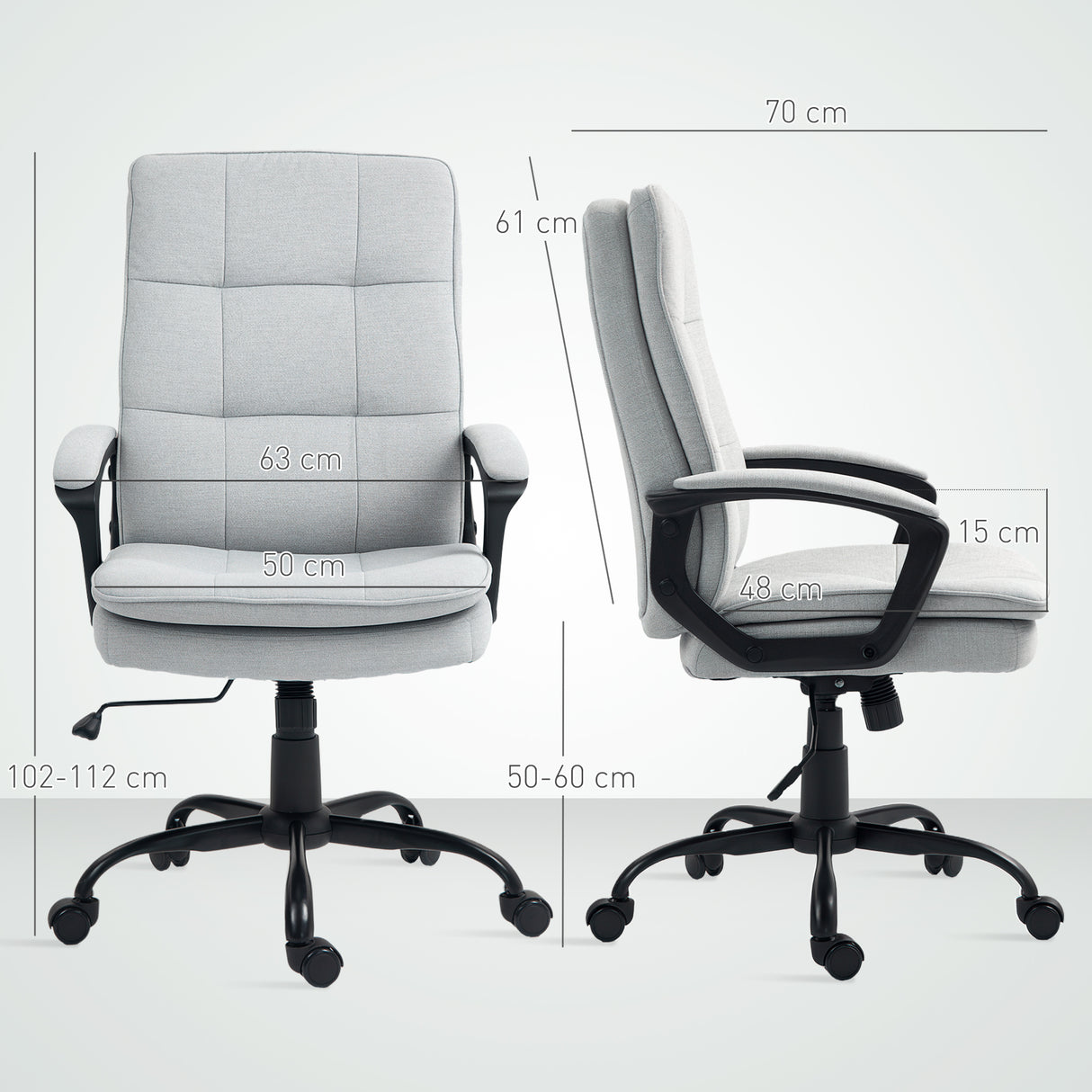 Linen Fabric Home And Office Chair 63cm Wide Double Padded - Velmora