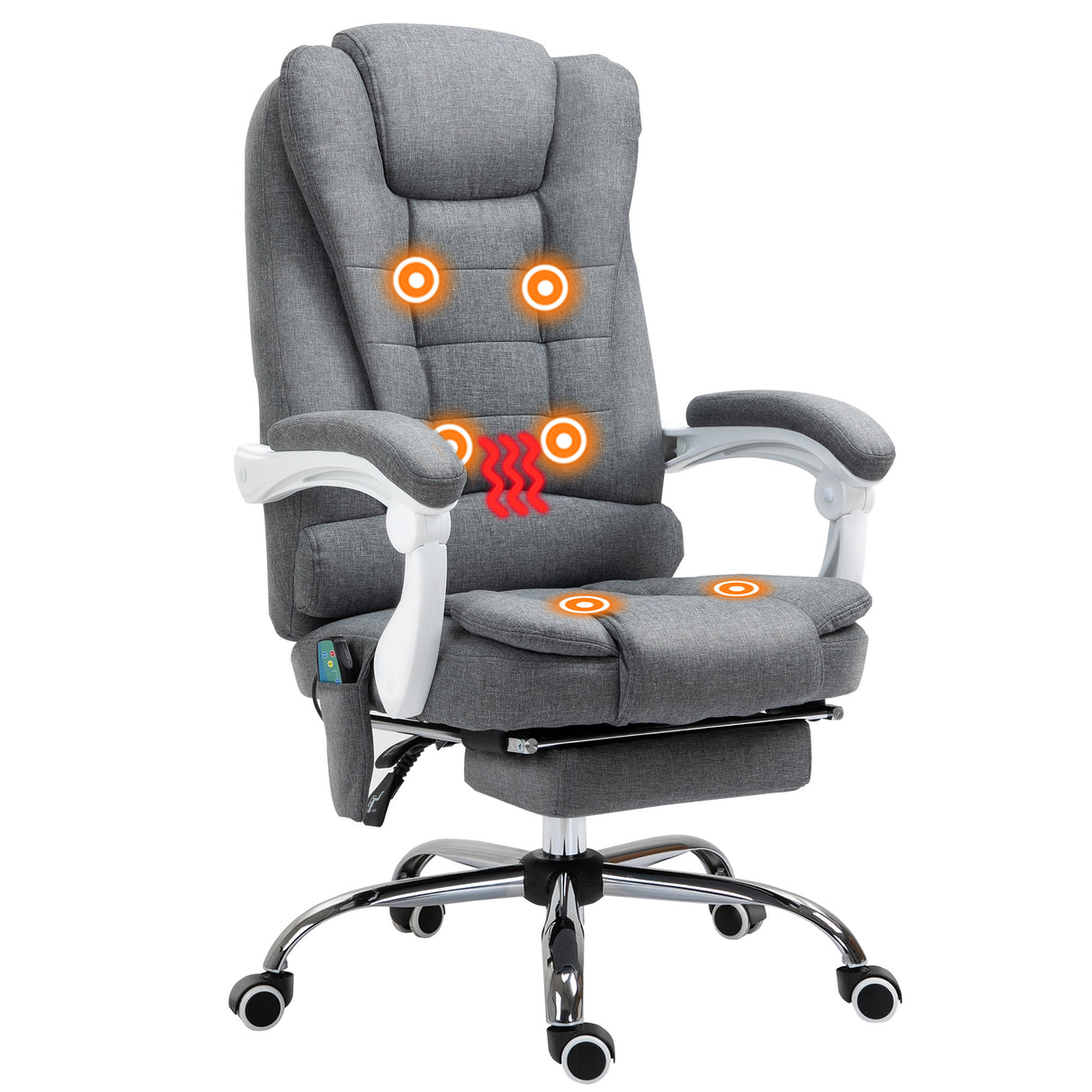 Linen Fabric Home And Office Chair 65cm Wide With Footrest - Velmora