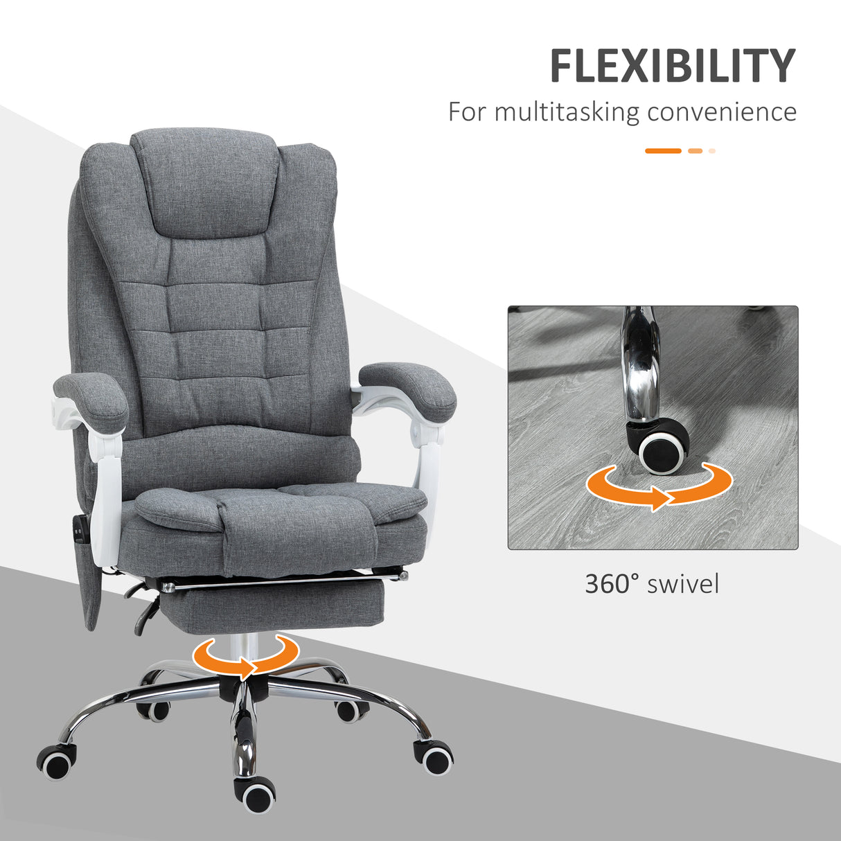 Linen Fabric Home And Office Chair 65cm Wide With Footrest - Velmora