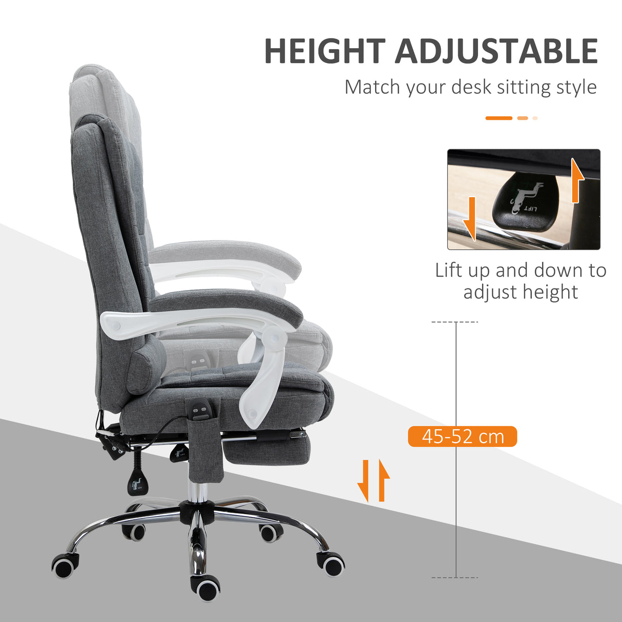Linen Fabric Home And Office Chair 65cm Wide With Footrest - Velmora