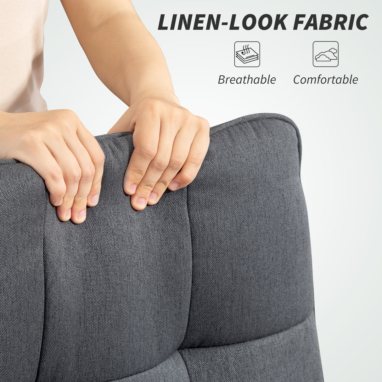 Linen Fabric Home And Office Chair 66cm Wide Double Padded - Velmora