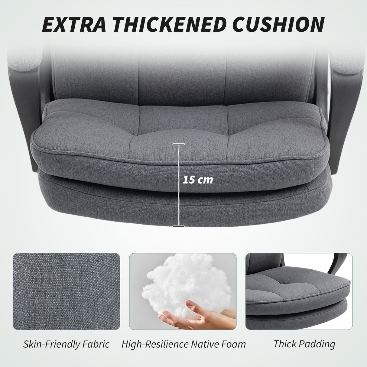 Linen Fabric Home And Office Chair 66cm Wide Double Padded - Velmora