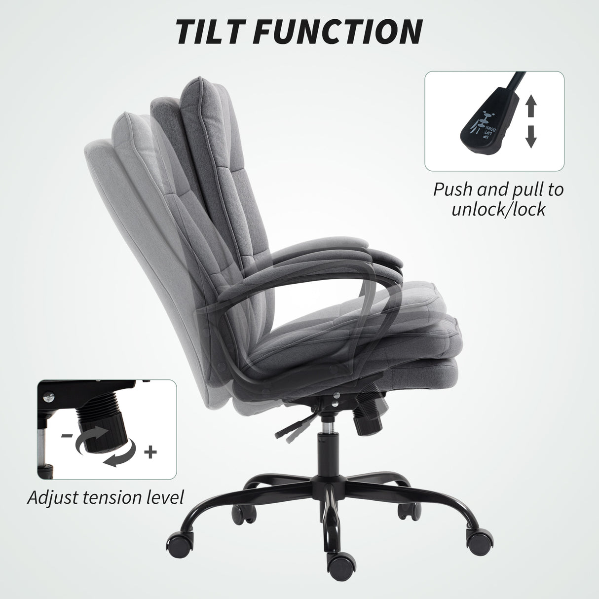 Linen Fabric Home And Office Chair 66cm Wide Double Padded - Velmora