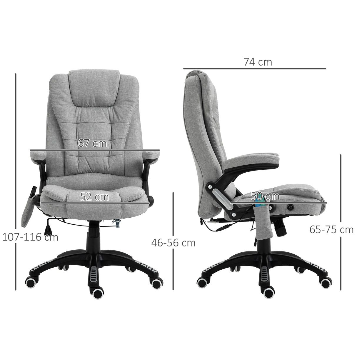 Linen Fabric Home And Office Chair 67cm Wide With Armrest - Velmora