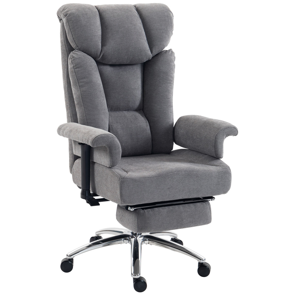 Linen Fabric Home And Office Chair 75cm Wide With Footrest - Velmora
