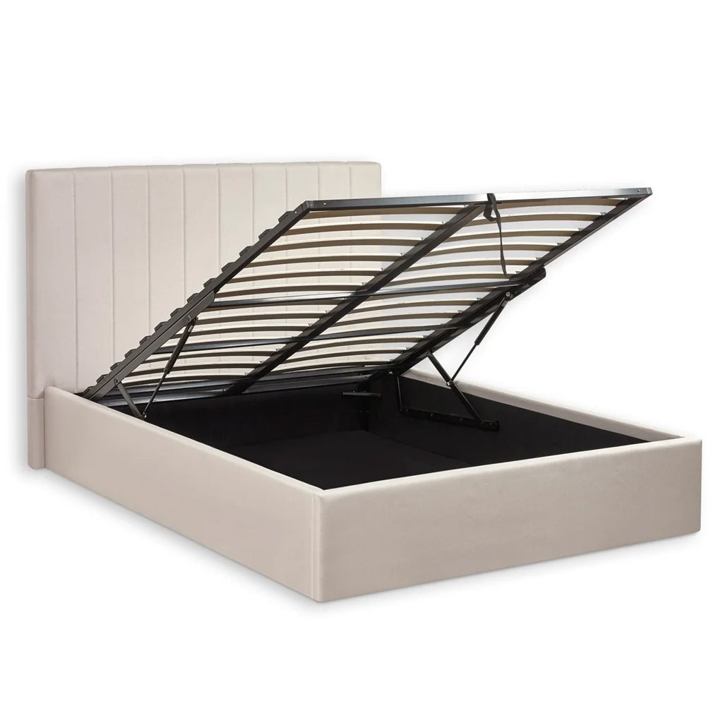 Linen Fabric Ottoman Storage Double Bed - Aylen