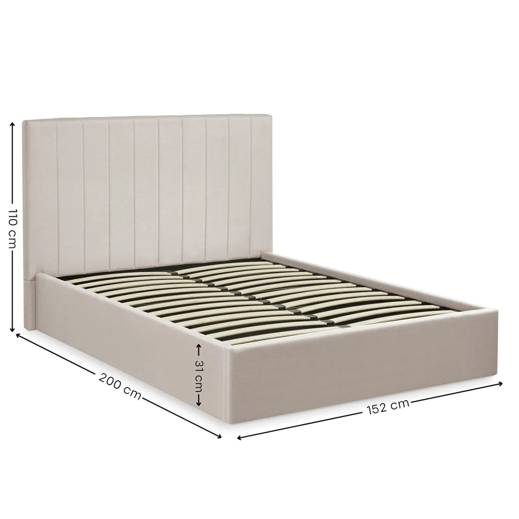 Linen Fabric Ottoman Storage Double Bed - Aylen