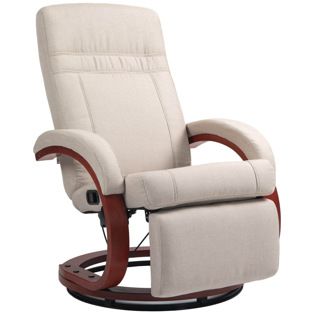 Linen Fabric Recliner Chair 100cm Wide With Footstool - Velmora