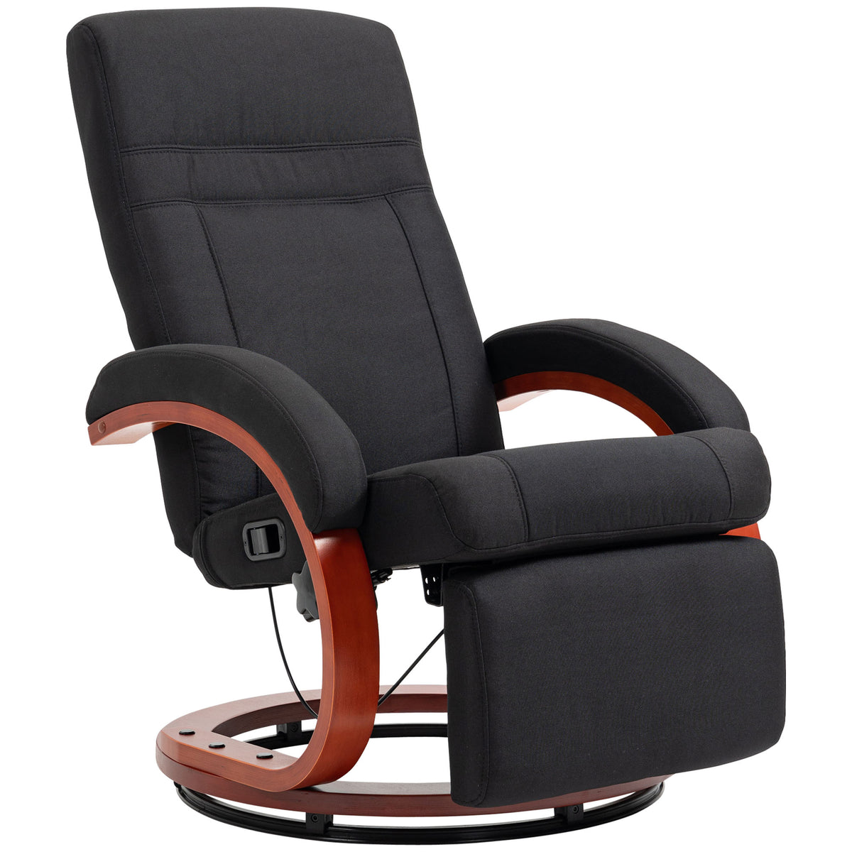 Linen Fabric Recliner Chair 100cm Wide With Footstool - Velmora