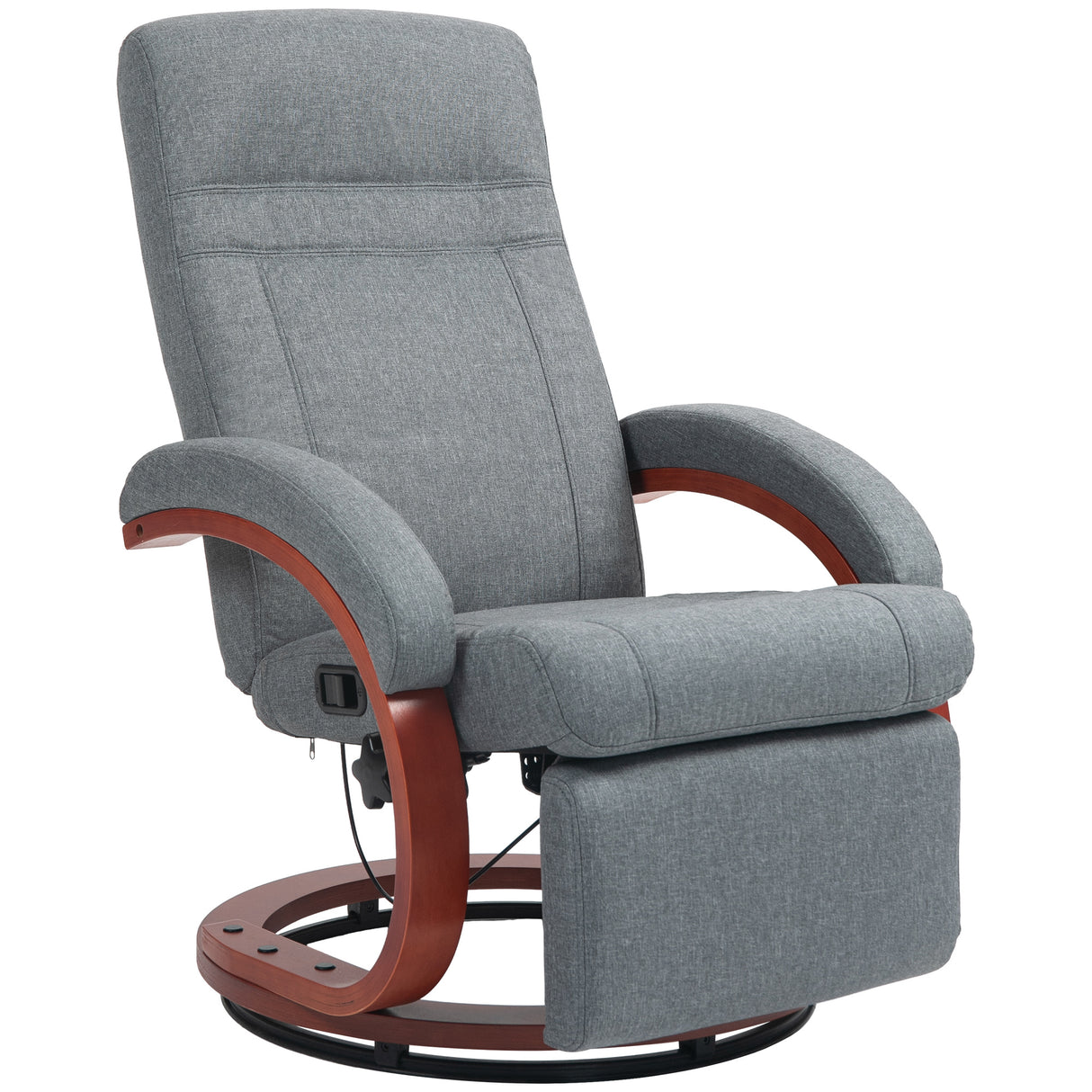 Linen Fabric Recliner Chair 100cm Wide With Footstool - Velmora