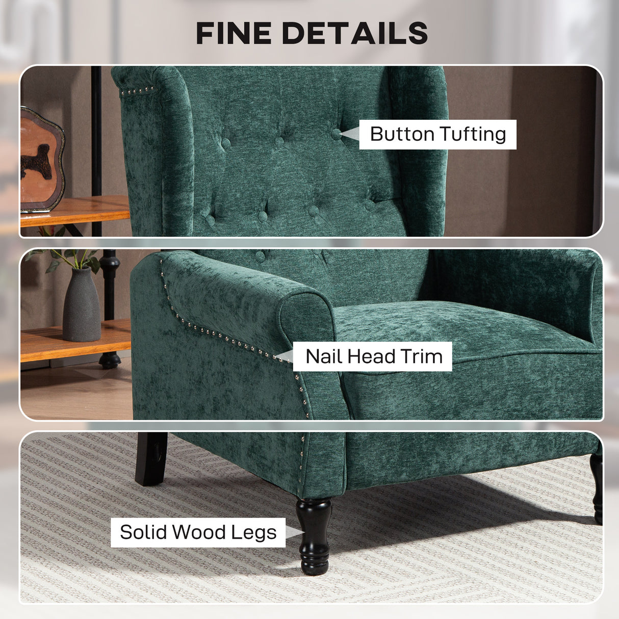 Linen Fabric Recliner Chair 76cm Wide With Footrest - Velmora