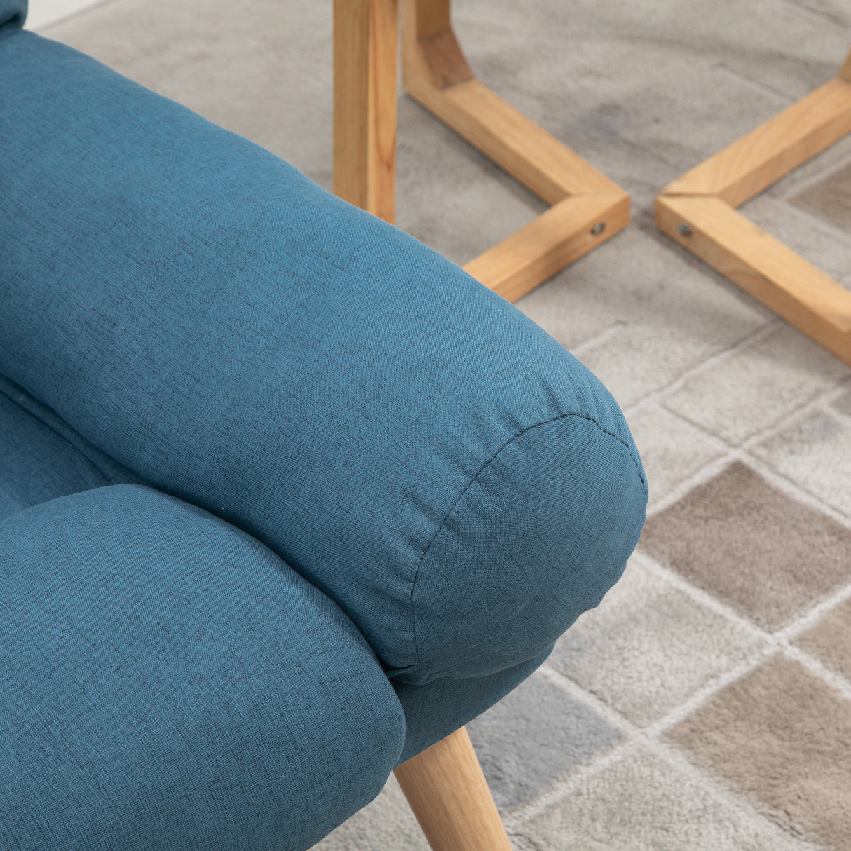 Linen Fabric Recliner Chair 78cm Wide With Footstool And Adjustable Backrest - Velmora