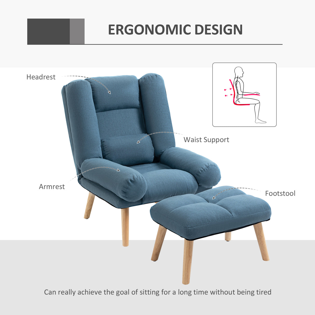 Linen Fabric Recliner Chair 78cm Wide With Footstool And Adjustable Backrest - Velmora