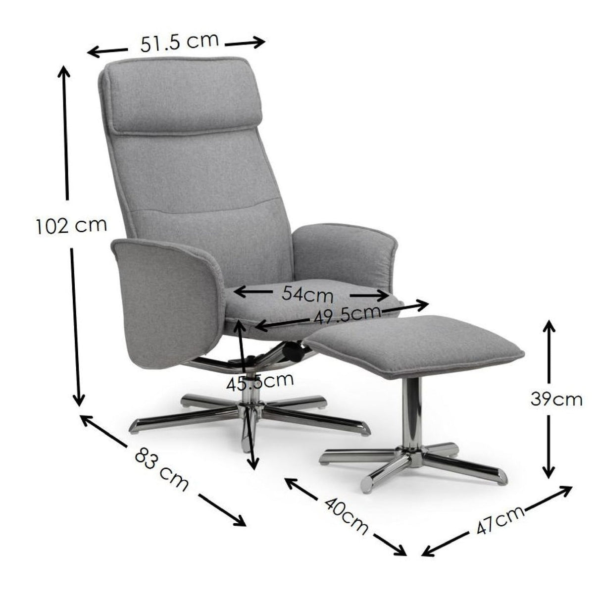Linen Fabric Recliner Chair And Footstool - Aria