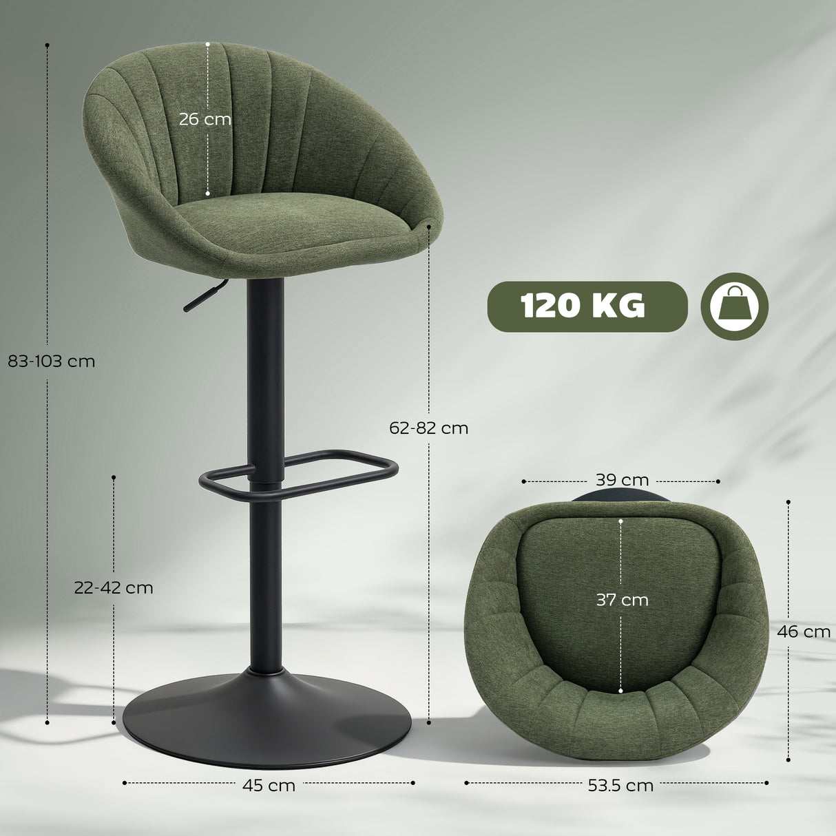 Linen Fabric Relaxed Tub Bar Stools in Set Of 2 - Velmora