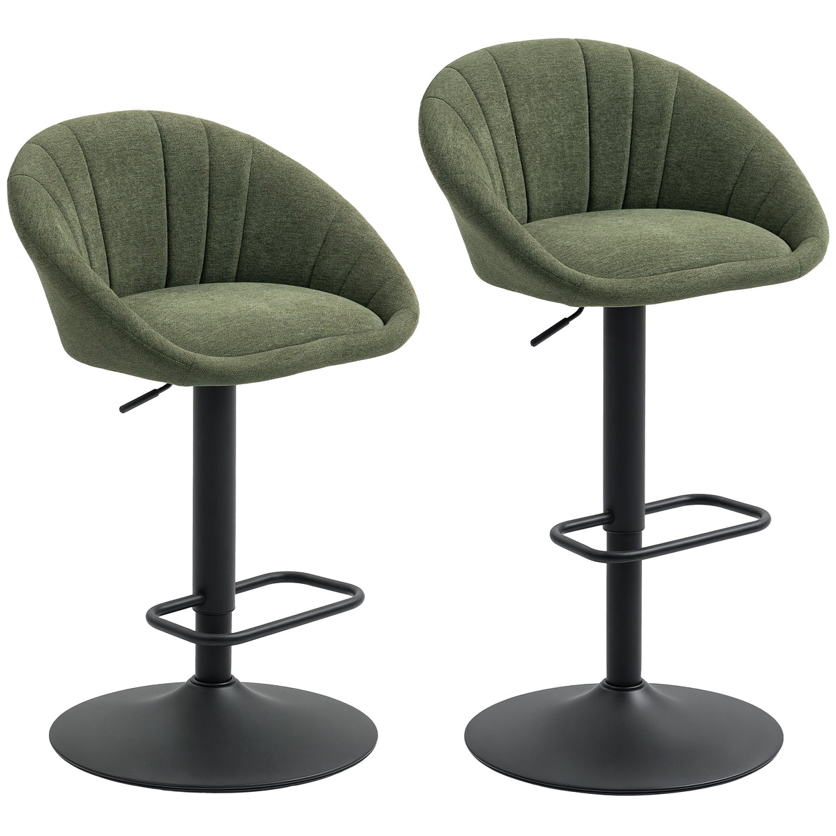 Linen Fabric Relaxed Tub Bar Stools in Set Of 2 - Velmora