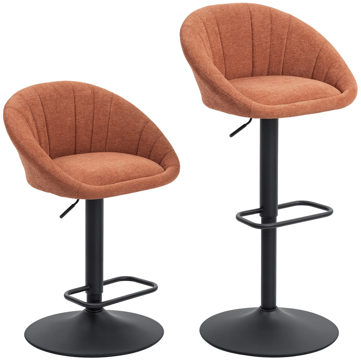Linen Fabric Relaxed Tub Bar Stools in Set Of 2 - Velmora