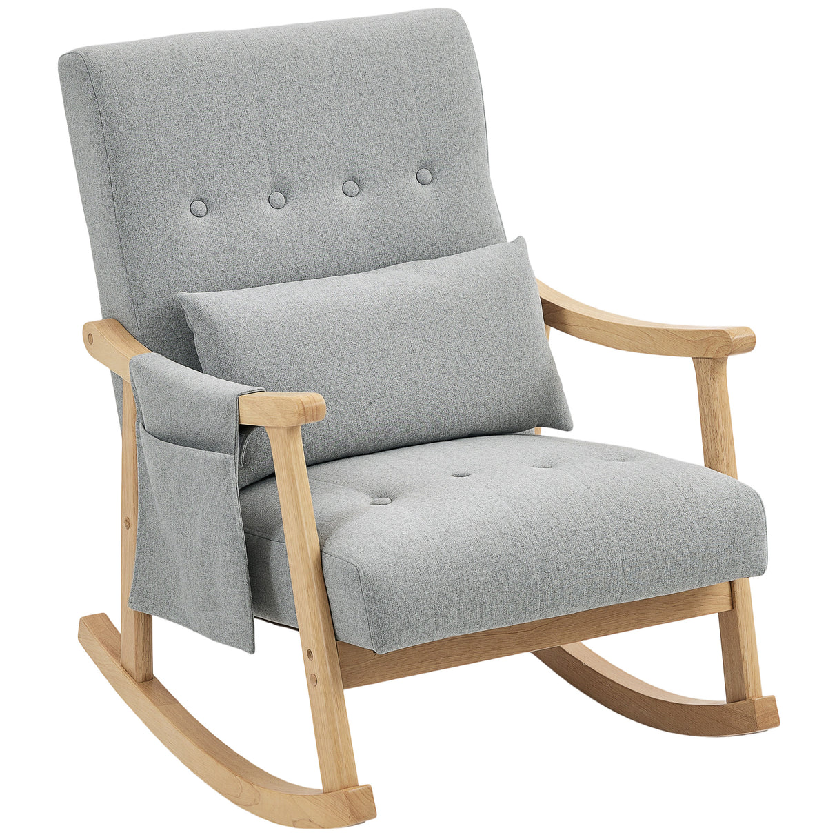 Linen Fabric Rocking Accent Chair 65cm Wide - Velmora