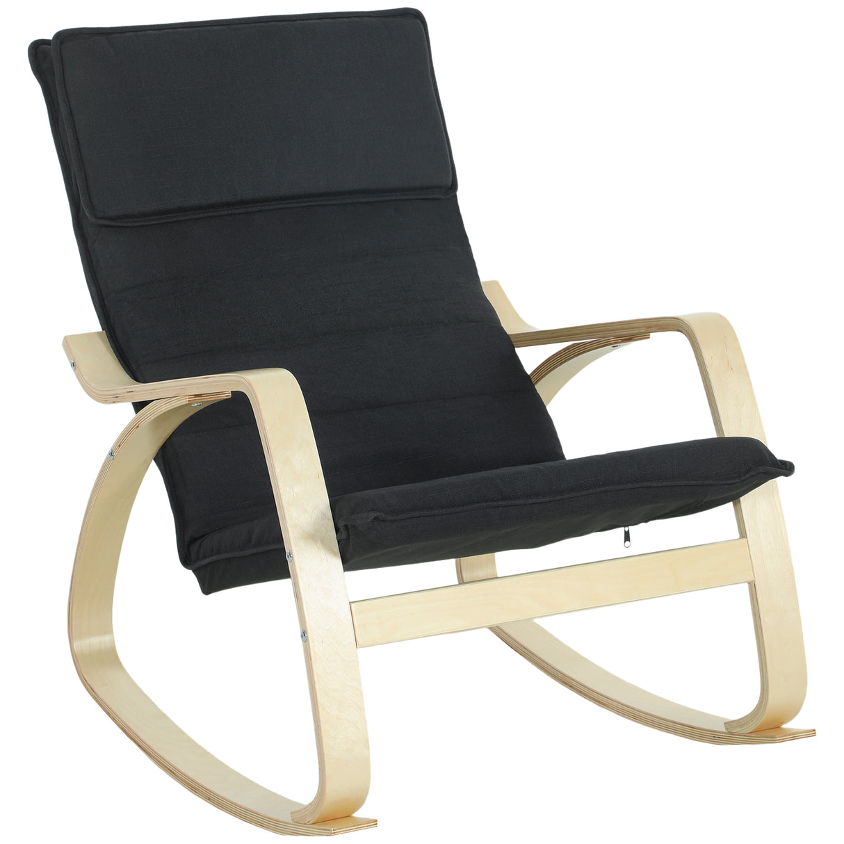 Linen Fabric Rocking Chair 67cm Wide With Wooden Frame - Velmora