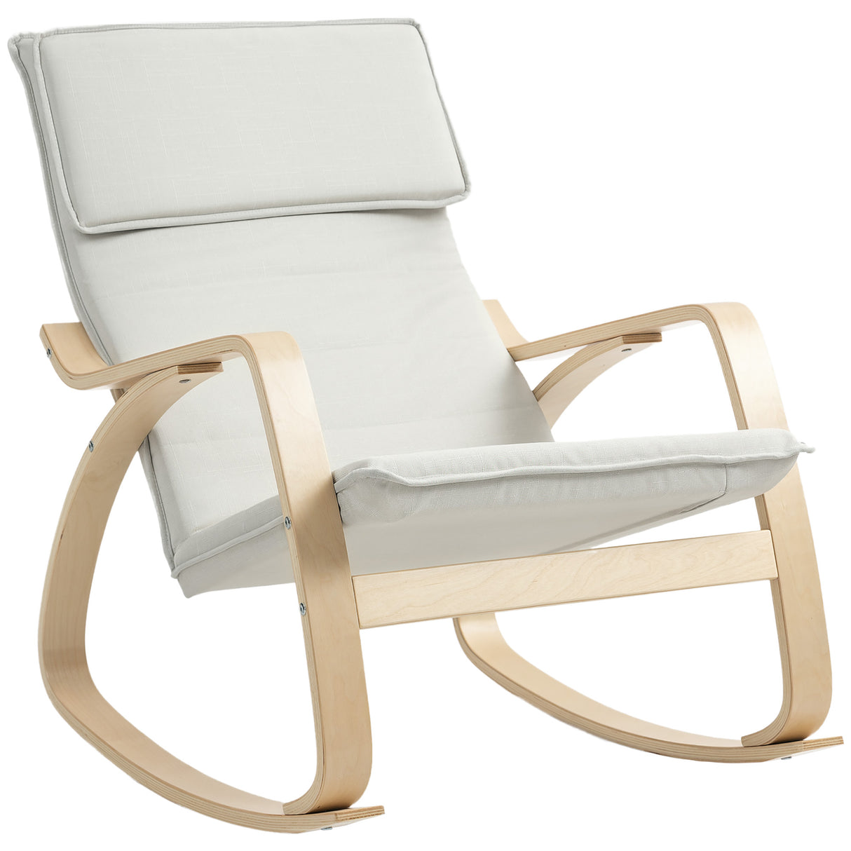 Linen Fabric Rocking Chair 67cm Wide With Wooden Frame - Velmora