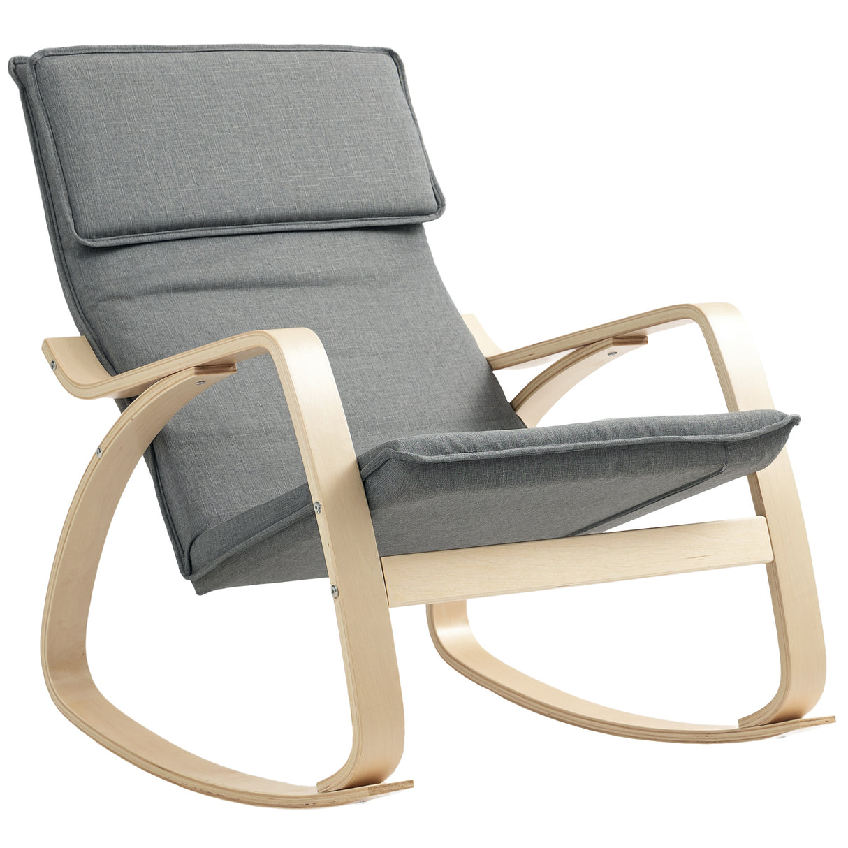Linen Fabric Rocking Chair 67cm Wide With Wooden Frame - Velmora