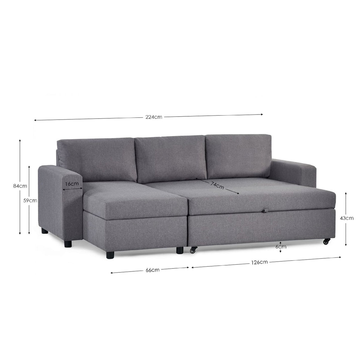 Linen Fabric Sofa Bed 224cm Wide - Angel