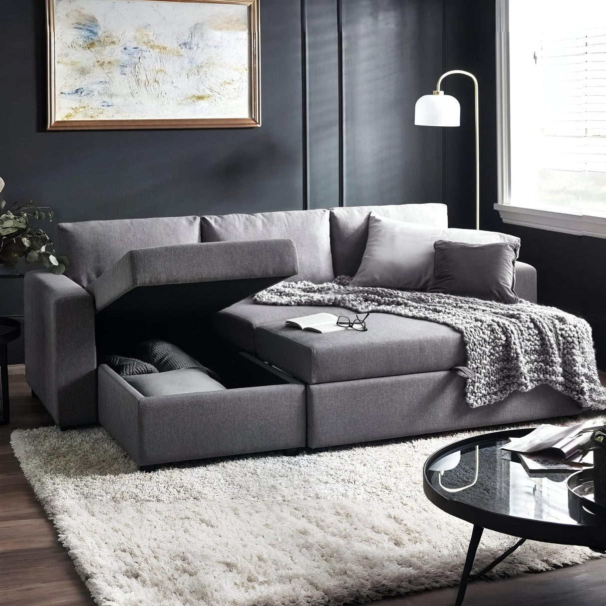 Linen Fabric Sofa Bed 224cm Wide - Angel