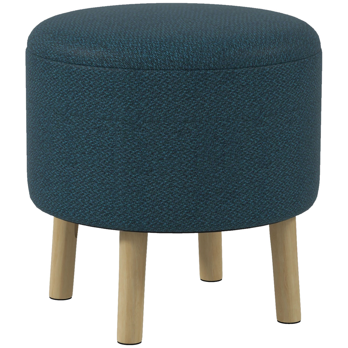 Linen Fabric Storage Ottoman 39cm Wide Round - Velmora