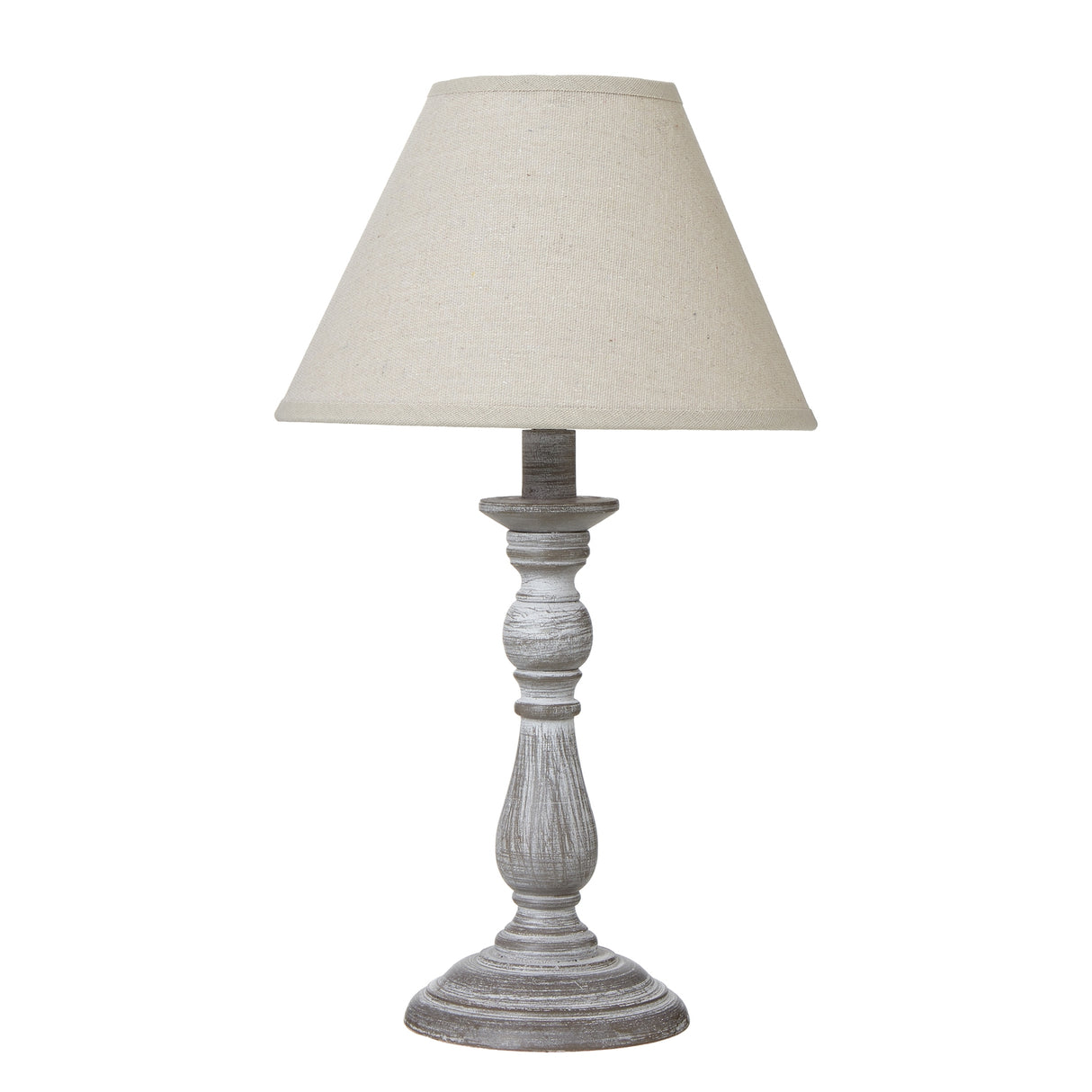 Linen Shade Table Lamp With Column-Inspired Wooden Base - Augusta