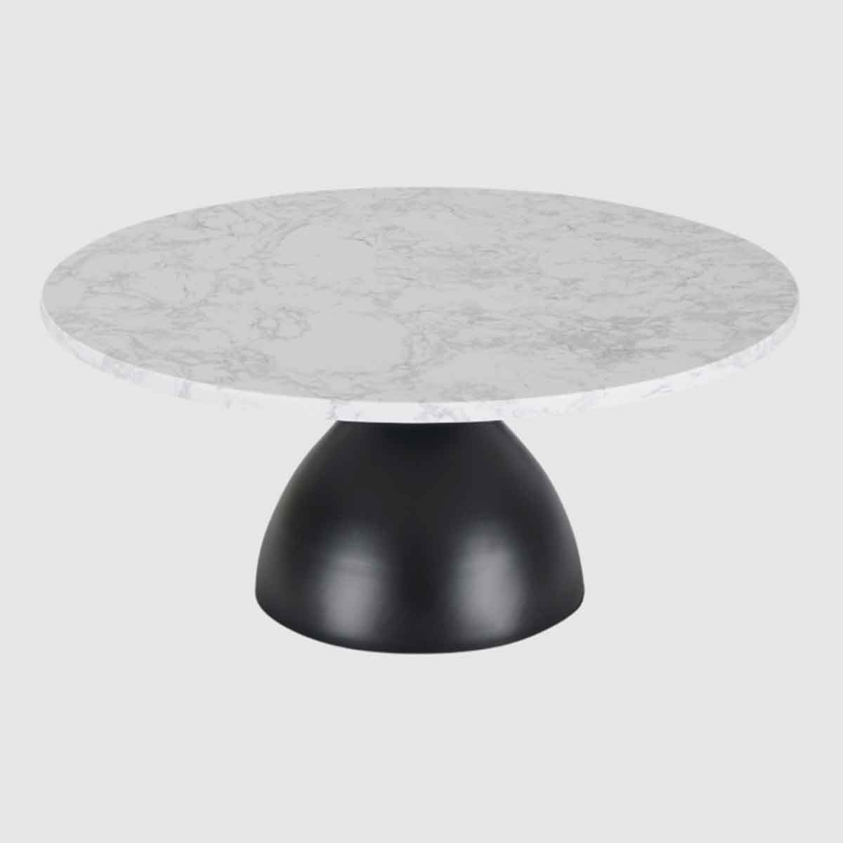 Marble Coffee Table 80cm Wide Round With Black Iron Base - Hazel