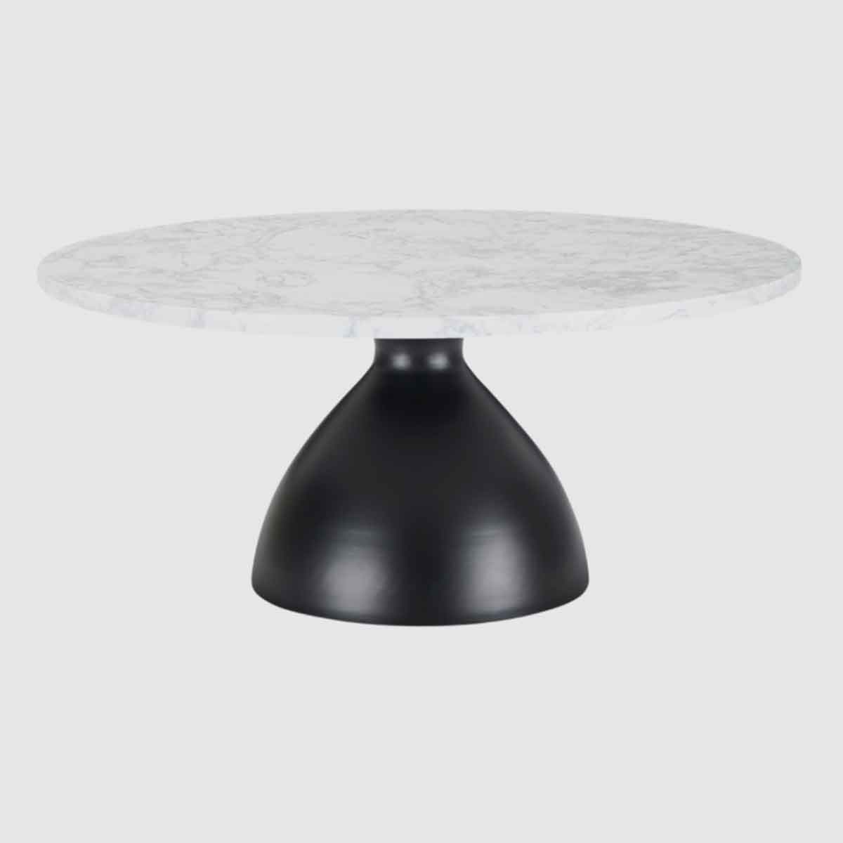 Marble Coffee Table 80cm Wide Round With Black Iron Base - Hazel