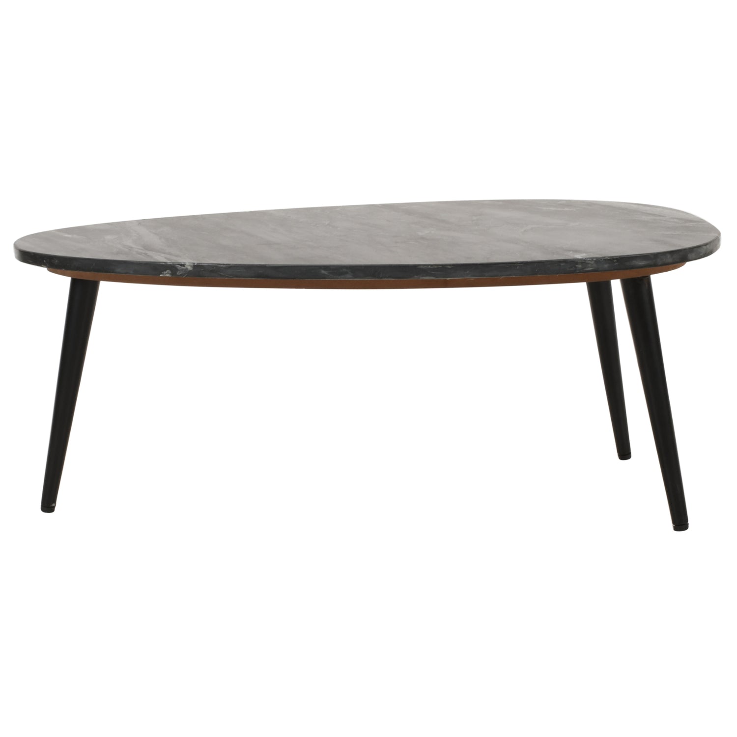 Marble Top Coffee Table With Black Metal Legs - Opal