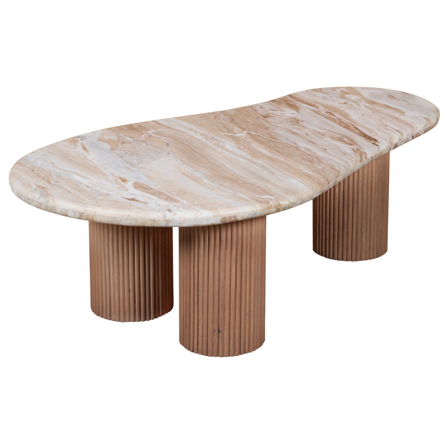 Marble Coffee Table Oval With Solid Mango Wood Pedestal - Ashford