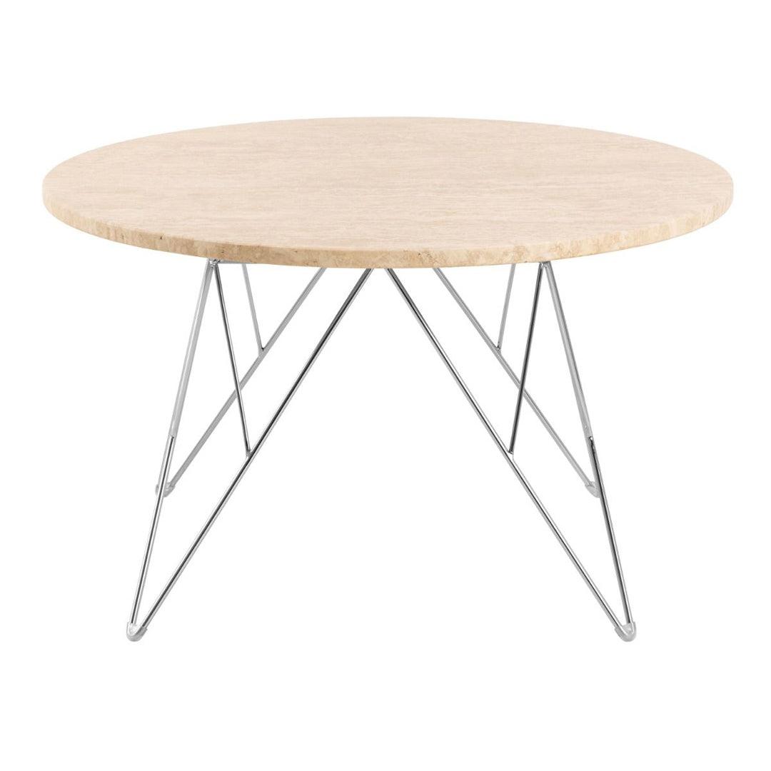 Marble Coffee Table Round With Chrome Coated Steel Base - Prunus