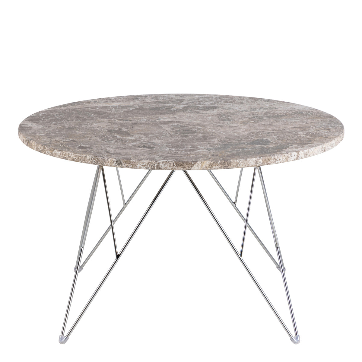 Marble Coffee Table Round With Chromed Steel Wire Base - Prunus