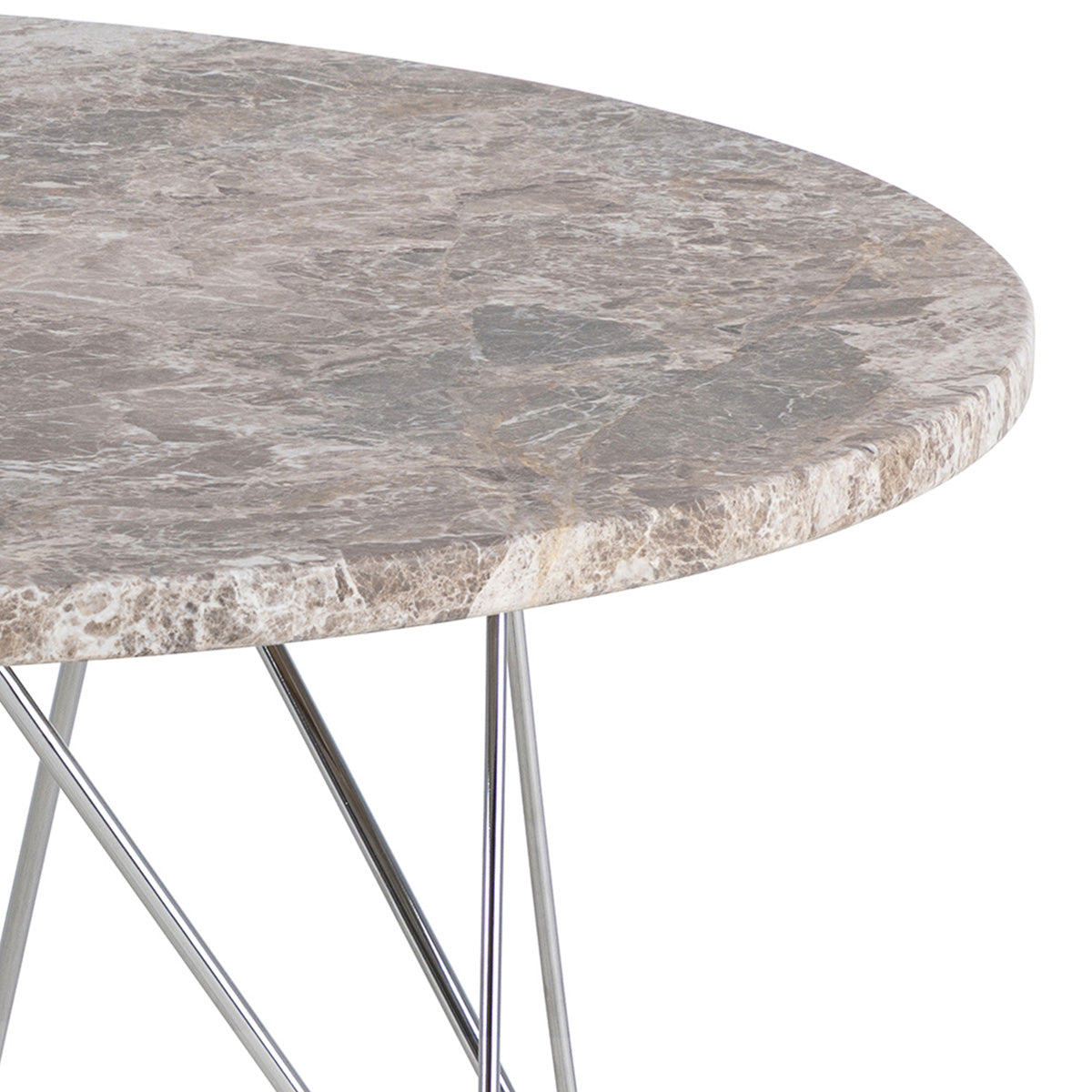 Marble Coffee Table Round With Chromed Steel Wire Base - Prunus