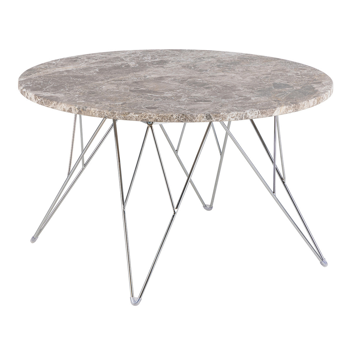 Marble Coffee Table Round With Chromed Steel Wire Base - Prunus
