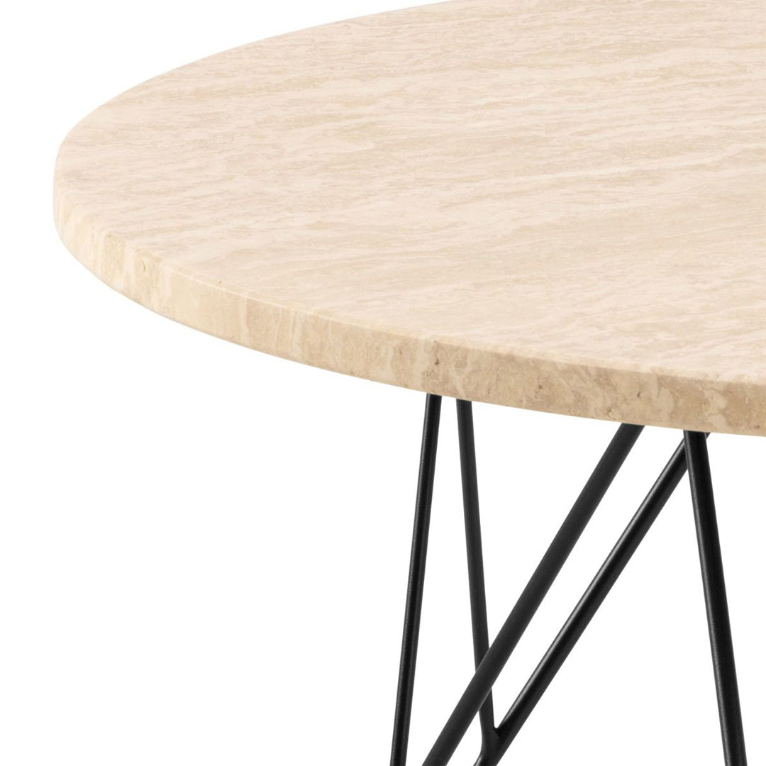 Marble Coffee Table Round With Matt Black Coated Steel Base - Prunus