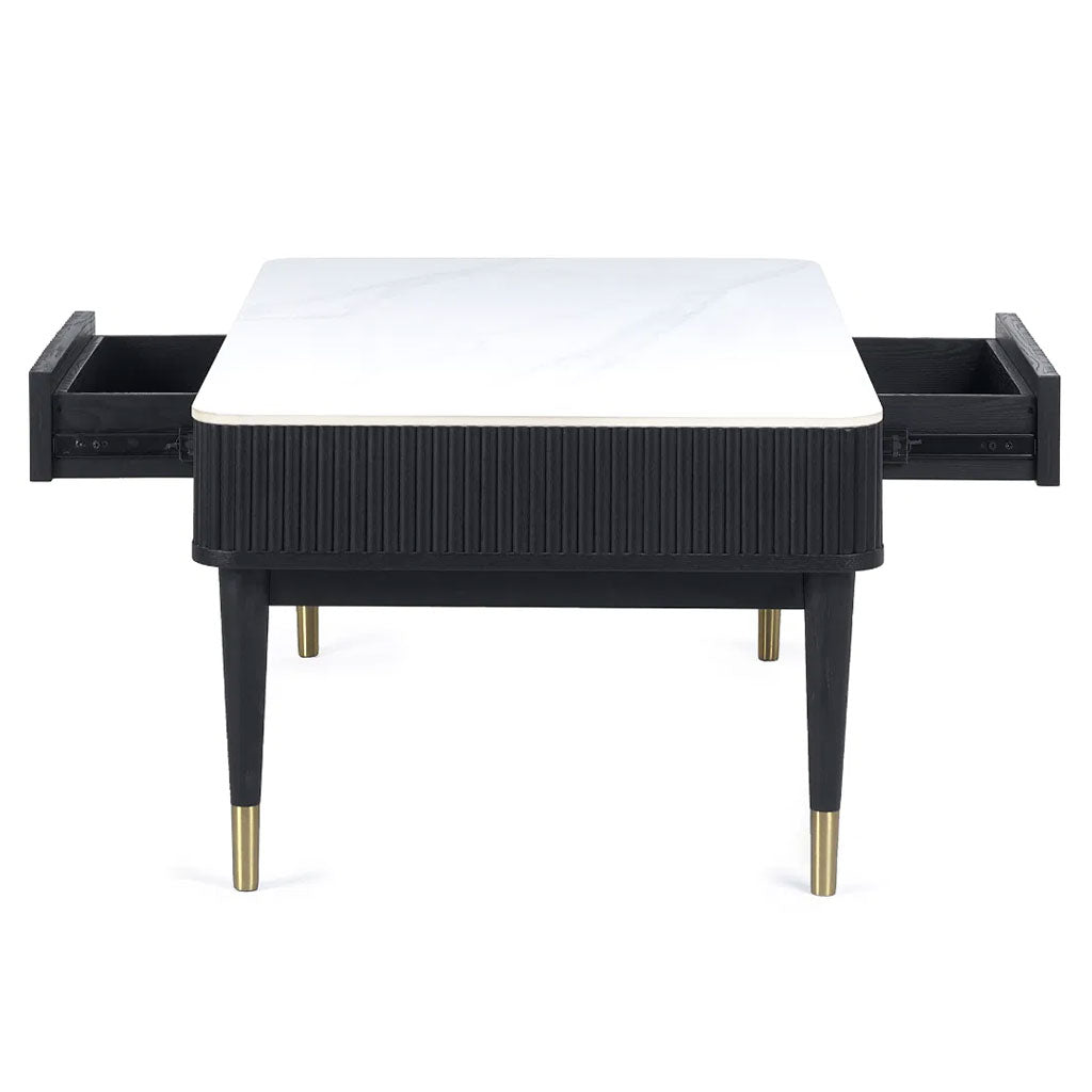 Marble Coffee Table With 2 Drawers - Louis