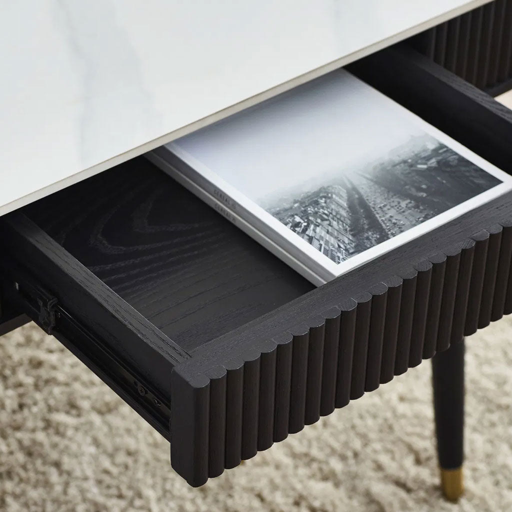 Marble Coffee Table With 2 Drawers - Louis