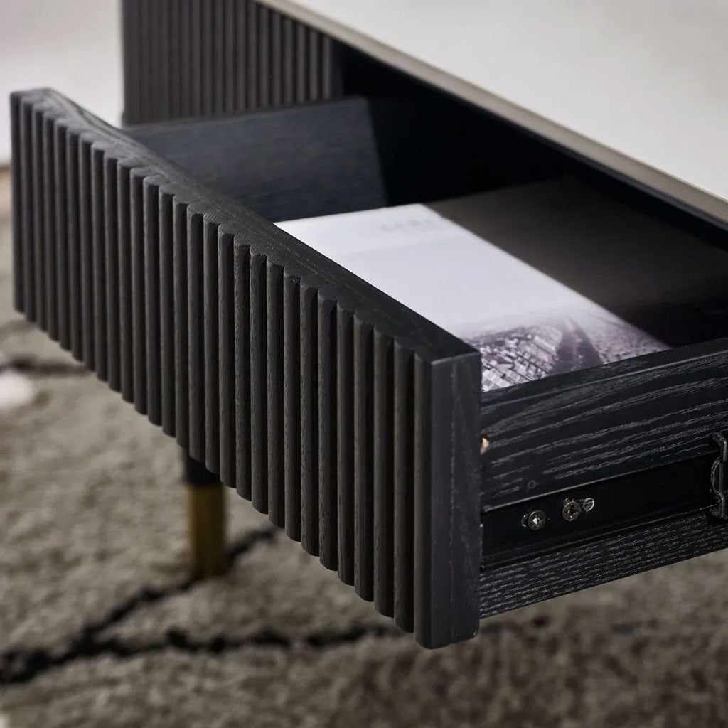 Marble Coffee Table With 2 Drawers - Louis