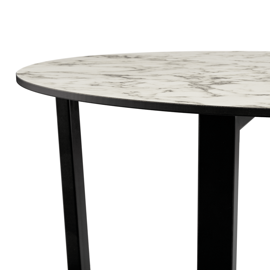 Marble Dining Table for 4 People 90cm Wide Round - Bourne