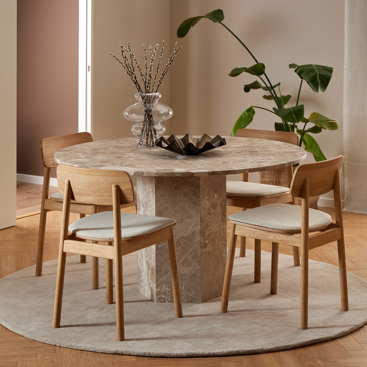 Marble Dining Table for 4 People Round - Naxos