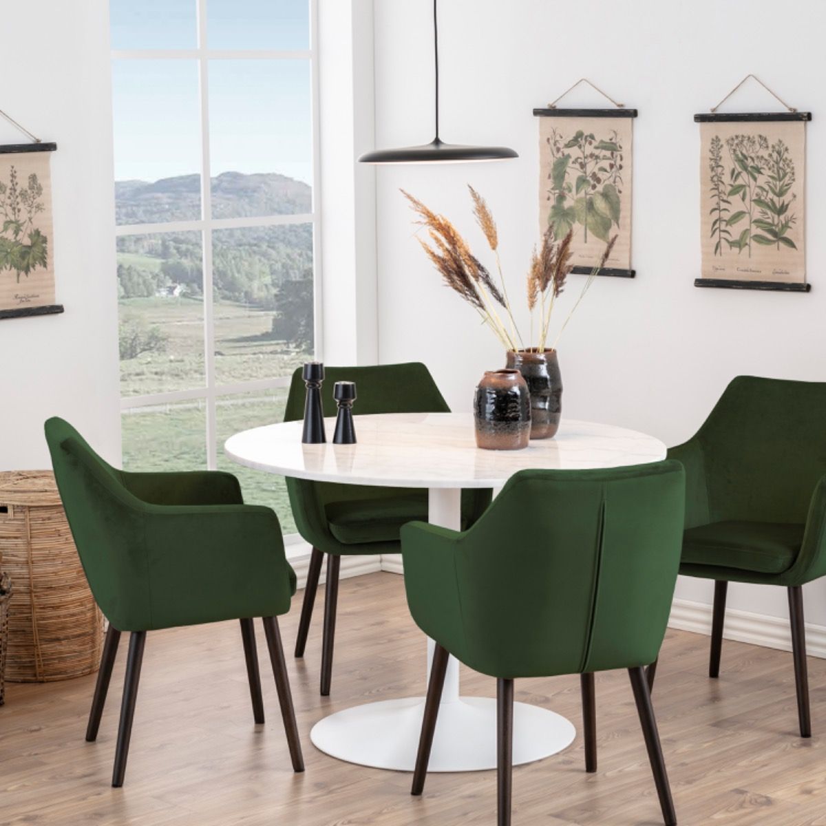 Marble Dining Table for 4 People Round With White Base- Tarifa