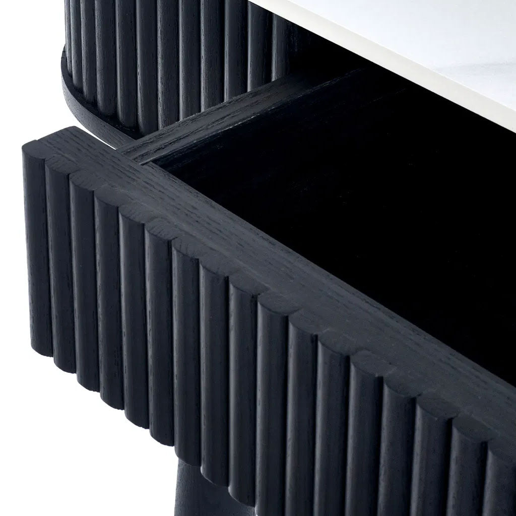 Marble Dining Table for 6 People With 2 Drawers - Louis