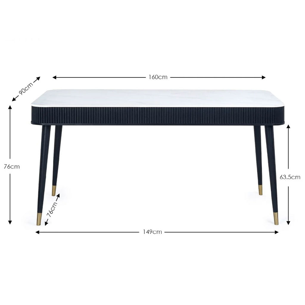 Marble Dining Table for 6 People With 2 Drawers - Louis