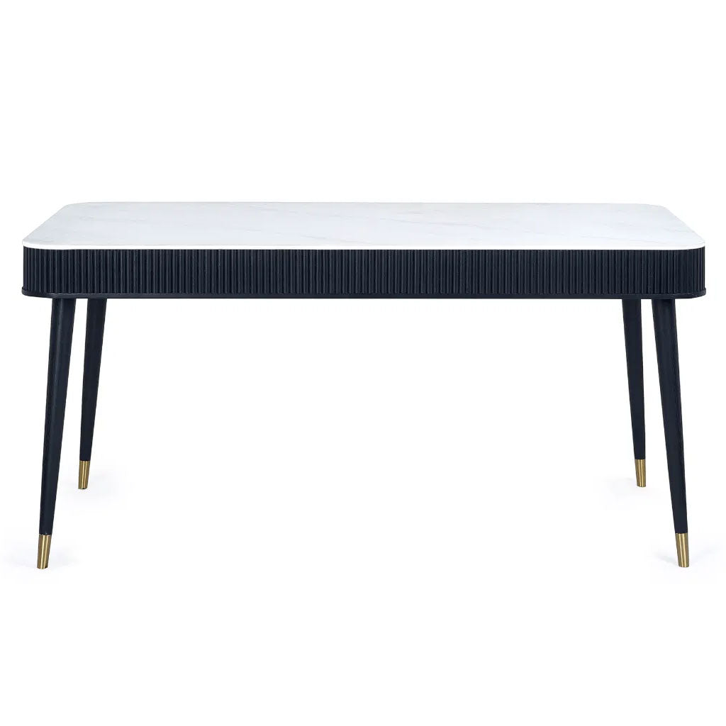 Marble Dining Table for 6 People With 2 Drawers - Louis